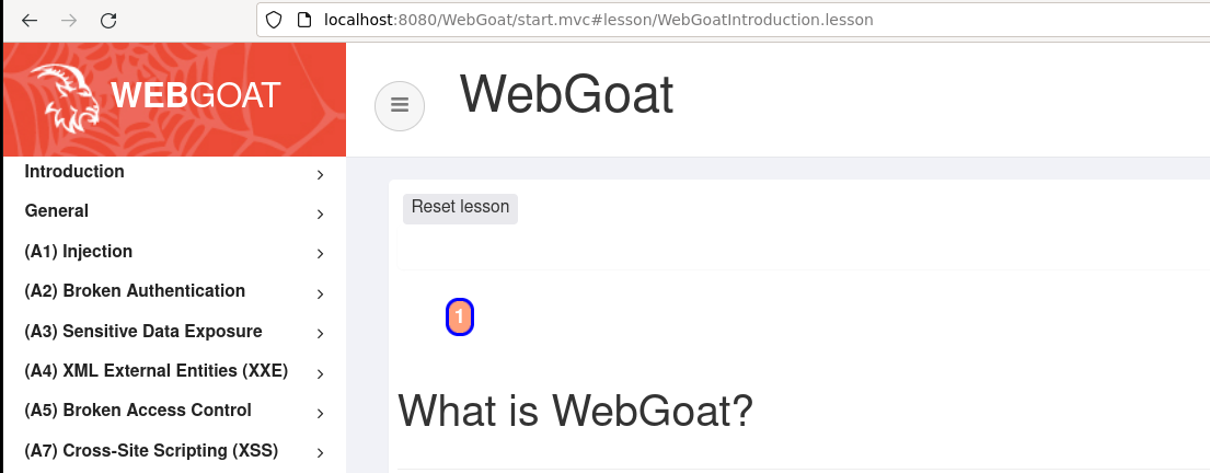 WebGoat frontpage